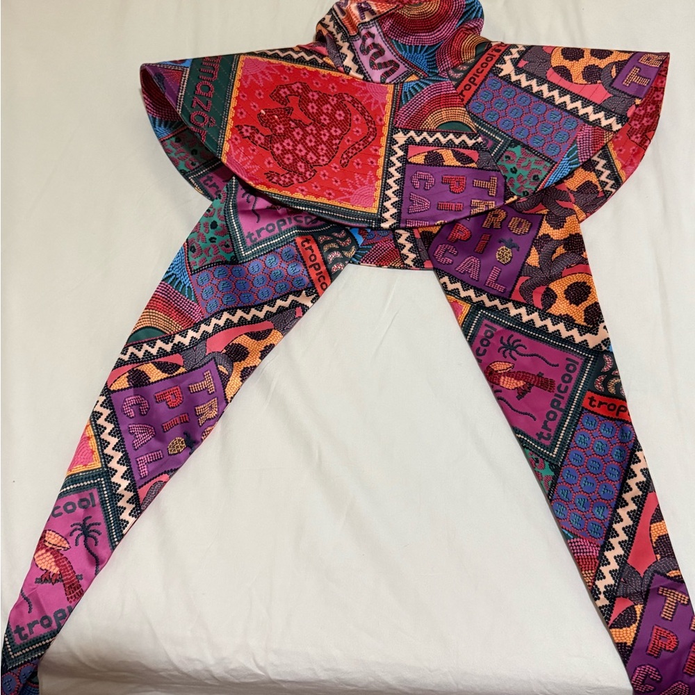 Farm Rio Dotted Patchwork Scarf hat - image 4